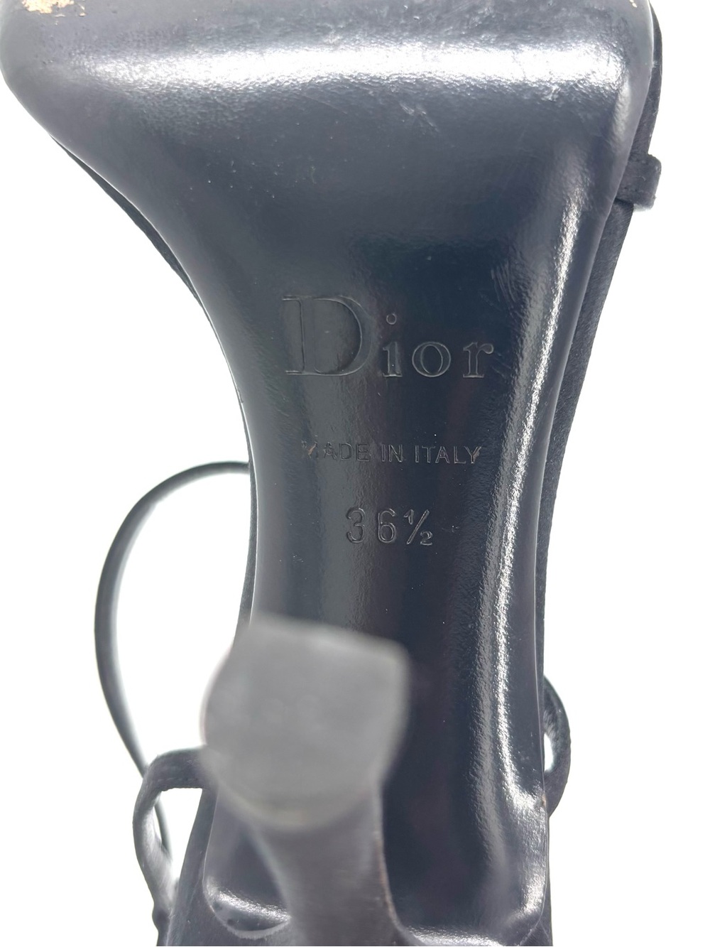 Dior John Galliano Vintage CD Bow Charm Black Satin Ankle Strap Sandals 36.5 - Picture 11 of 11